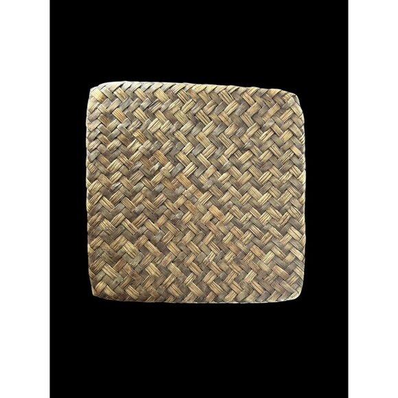 Vintage Natural Woven Wicker Rattan Hinged CoverTissue Box Holder Square BOHO - Picture 4 of 11